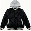 Unisex Letterman Jacket with Hood - Black