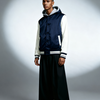 Unisex Letterman Jacket with Hood - White+Black