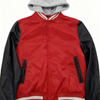 Unisex Letterman Jacket with Hood - Red+Black